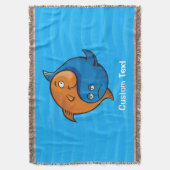 Yin Yang Fish Cartoon Throw Blanket Decke (Vorderseite Vertikal)