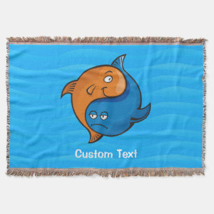 Yin Yang Fish Cartoon Throw Blanket Decke
