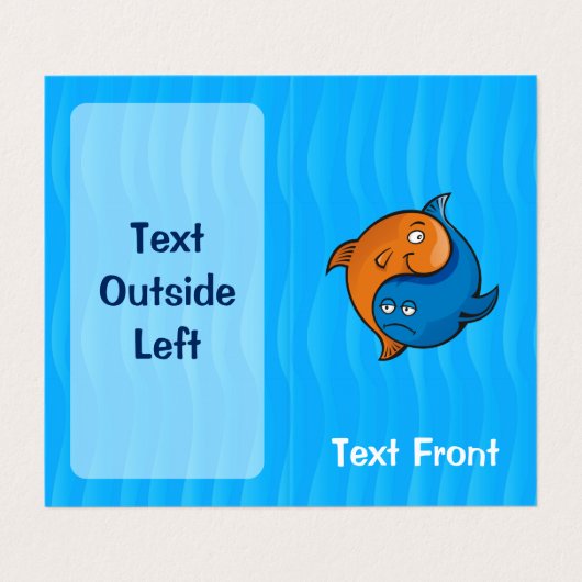 Yin Yang Fish Cartoon Vertikal Visitenkarten (Außenseite Aufgefaltet)