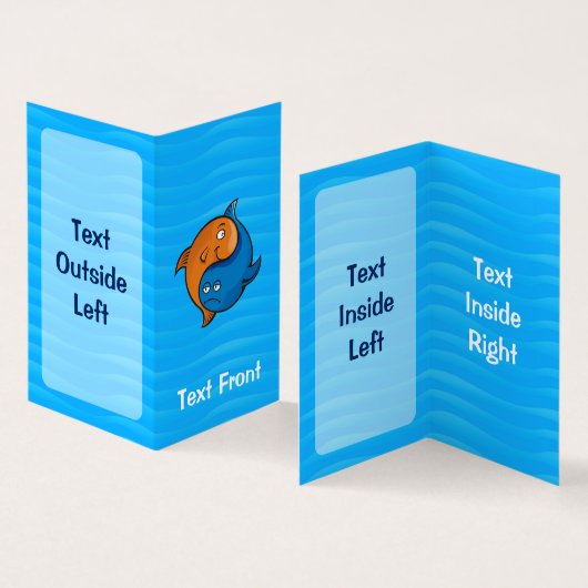 Yin Yang Fish Cartoon Vertikal Visitenkarten (Innenseite und Außenseite)