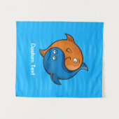 Yin Yang Fish Cartoon Wandteppich (Vorderseite (Horizontal))