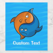 Yin Yang Fish Cartoon Weinetikett (Einzelnes Label)