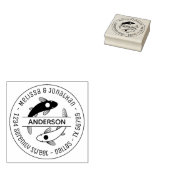 Yin-Yang Fish Couple Family Round Address 3 Gummistempel (Stempel)