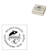 Yin-Yang Fish Couple Family Round Address Gummistempel (Stempel)