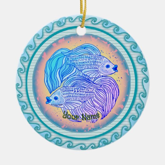 Yin Yang Fish Keramik Ornament (Vorne)