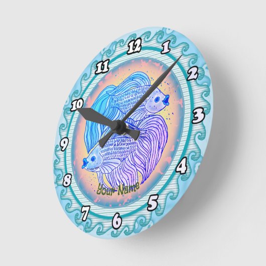 Yin Yang Fish  Runde Wanduhr (Winkel)