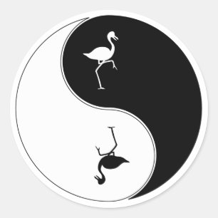 Yin Yang Flamingo Runder Aufkleber