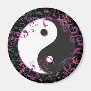 Yin & Yang Floral Design Magnet