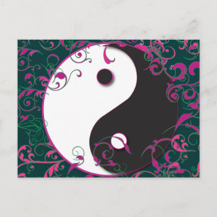 Yin & Yang Floral Design Postkarte