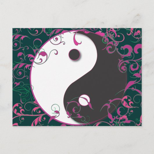 Yin & Yang Floral Design Postkarte (Vorderseite)