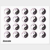 Yin & Yang Floral Design Runder Aufkleber (Blatt)