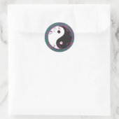 Yin & Yang Floral Design Runder Aufkleber (Tasche)