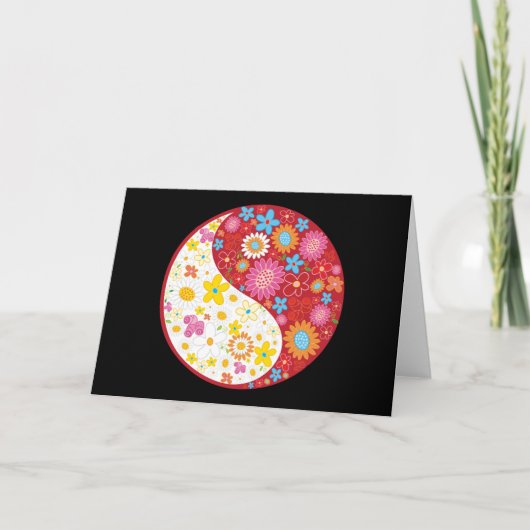 Yin Yang Flowers Greeting Card Karte (Vorderseite)