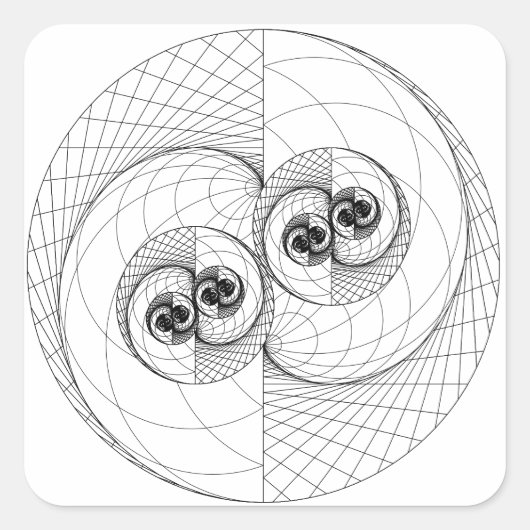 Yin Yang Fraktal (nur Linien) Aufkleber auf dem Pl (Vorderseite)