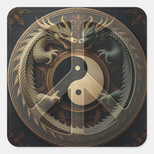 Yin Yang Friedenszeichen  Quadratischer Aufkleber (Vorderseite)