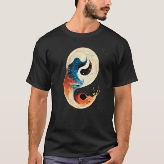 Yin Yang Geboren von Feuer- und Eisdrachen T-Shirt (Vorderseite)