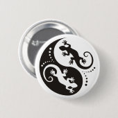 YIN & YANG Geckos schwarz + dein Hintergrund & Ide Button (Vorne & Hinten)