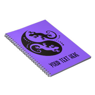 YIN & YANG Geckos schwarz + dein Hintergrund & Ide Notizblock