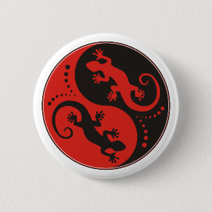 YIN & YANG Geckos schwarz + Ihr Hintergrund & Ihre Button