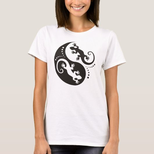 YIN & YANG Geckos schwarz + Ihre Idee T-Shirt (Vorderseite)