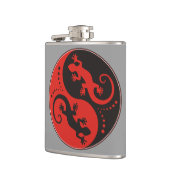 YIN & YANG Geckos schwarz rot + Ihre Hintergrundid Flachmann (Links)