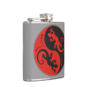 YIN & YANG Geckos schwarz rot + Ihre Hintergrundid Flachmann (Rechts)