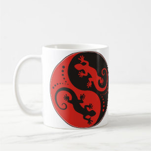 YIN & YANG Geckos schwarz rot + Ihre Hintergrundid Kaffeetasse