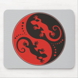 YIN & YANG Geckos schwarz rot + Ihre Hintergrundid Mousepad