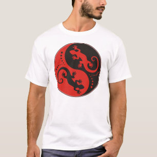 YIN & YANG Geckos schwarz rot + Ihre Idee T-Shirt