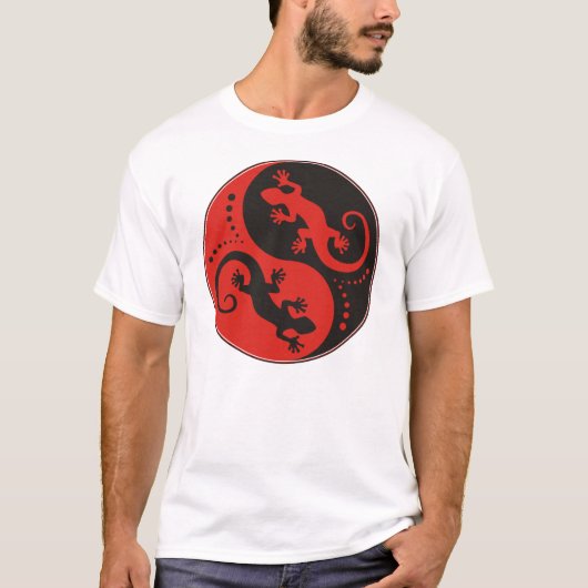 YIN & YANG Geckos schwarz rot + Ihre Idee T-Shirt (Vorderseite)
