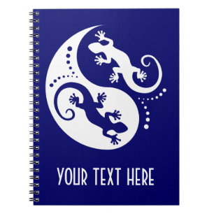 YIN & YANG Geckos weiß + dein Hintergrund & Idee Notizblock