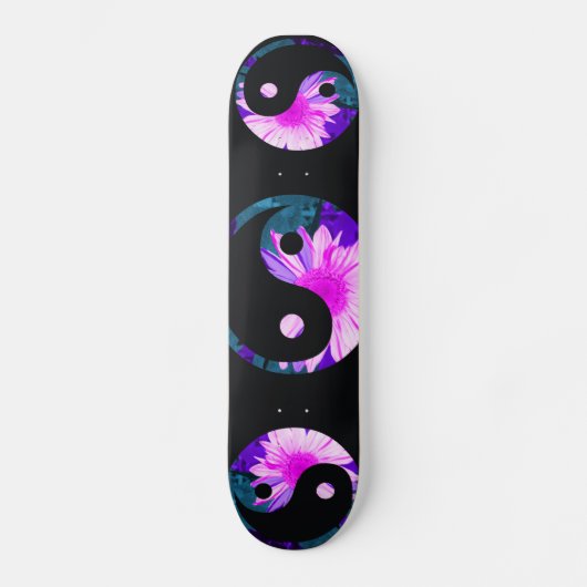 yin Yang gemalte Regenbogensonnenblume Skateboard (Vorderseite)