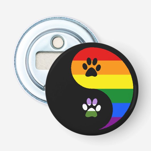 Yin-Yang Genderqueer Button Bottle Opener Flaschenöffner (Vorderseite)