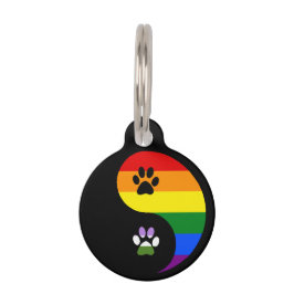 Yin-Yang Genderqueer-Rundes Hundeshild Haustiermarke