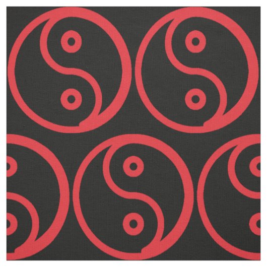 Yin Yang Gewebe - Schwarzes, rot Stoff (Muster)
