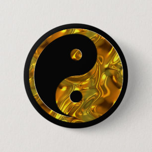 Yin & Yang GOLD schwarz Button