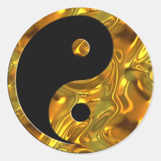 Yin & Yang GOLD | schwarz Runder Aufkleber (Vorderseite)