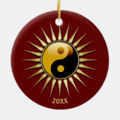 Yin Yang Gold Sunshine Keramik Ornament (Hinten)