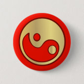 Yin Yang Gold u. roter Knopf Button (Vorderseite)
