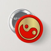 Yin Yang Gold u. roter Knopf Button (Vorne & Hinten)