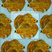 Yin Yang Goldfish Stoff (Kachel)