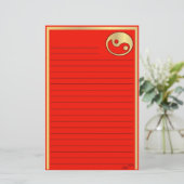 Yin Yang Goldrot-Chinesisches Neujahrsfest Briefpapier (Stehend Vorderseite)