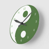 Yin Yang Green und White Symbol Clock Runde Wanduhr (Winkel)
