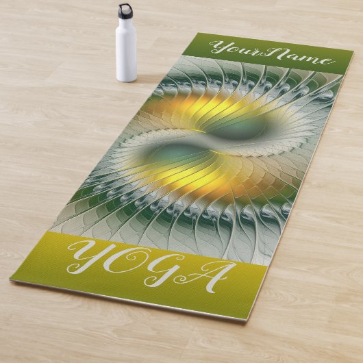 Yin Yang Green Yellow Abstrakt Art Fraktal Name Yogamatte (Beispiel)