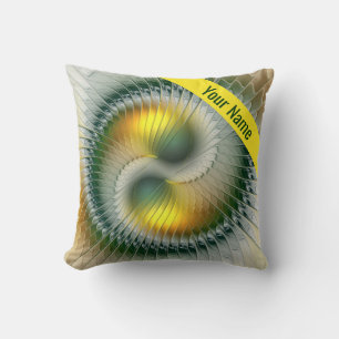 Yin Yang Green Yellow Abstrakt Art Name Kissen