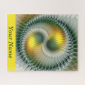 Yin Yang Green Yellow Abstrakte Farbkunst Name Puzzle (Horizontal)