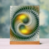Yin Yang Green Yellow Abstraktes farbiges Fraktal Acrylschild (Neutral)