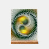Yin Yang Green Yellow Abstraktes farbiges Fraktal Acrylschild (Vorderseite)