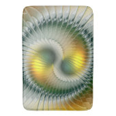 Yin Yang Green Yellow Abstraktes farbiges Fraktal Badematte (Vorderseite Vertikal)