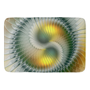 Yin Yang Green Yellow Abstraktes farbiges Fraktal Badematte
